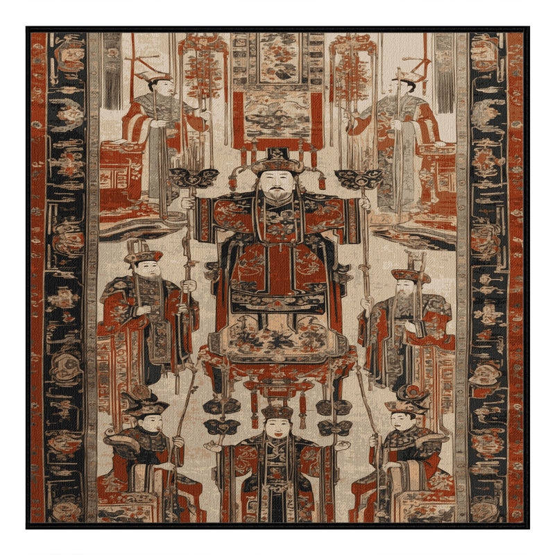 Machine Washable Art Deco Brown Area Rug, Square 3'