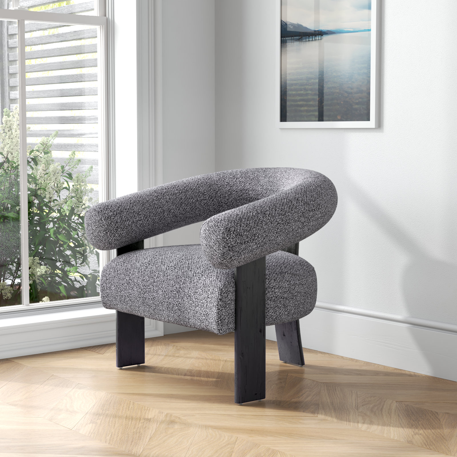 Modern Padded Office Chair Stone Grey