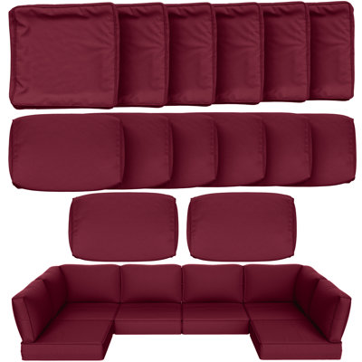 Cartert 14 Pcs Outdoor Cushion Cover Set For 4" Outdoor Cushions Patio Furniture Cushion Covers, Covers Only by Ebern Designs