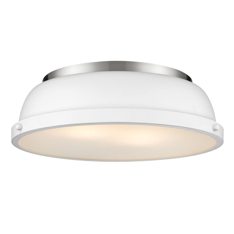 Plafonnier encastré 2 lumières Calico, Blanc mat, Étain
