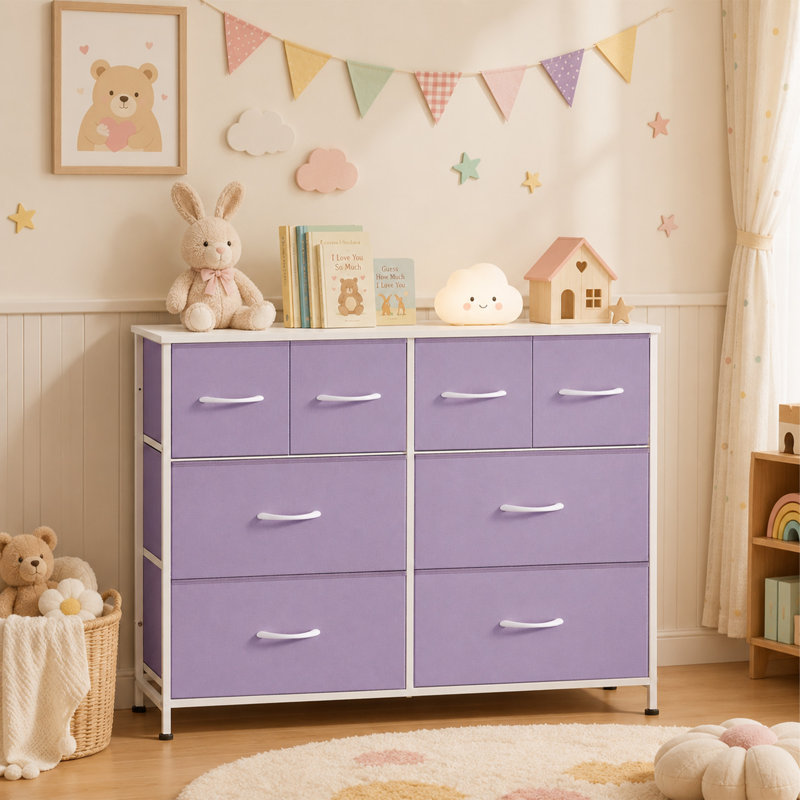 Commode double à 8 tiroirs pour chambre Aquetong, commode brune l 39,4 po avec structure robuste, commode de salon, placard, vestibule