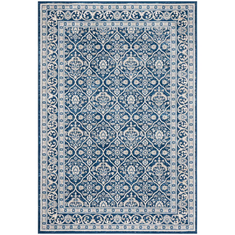 Tapis bleu marine / gris clair Llana, Rectangle 5 pi 3 po x 7 pi 6 po