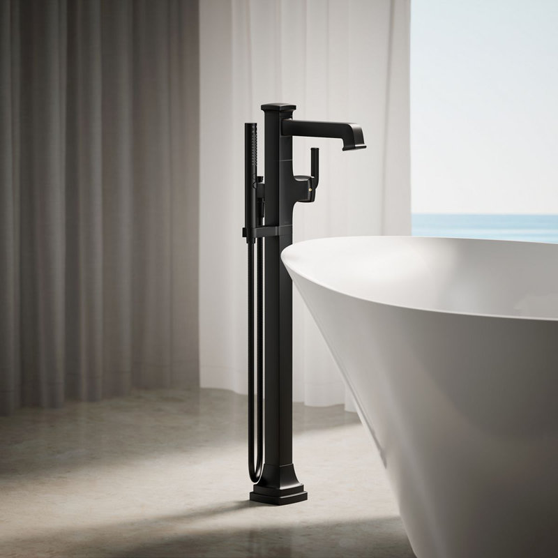 Riff Floor-Mount Bath Filler Trim, Matte Black