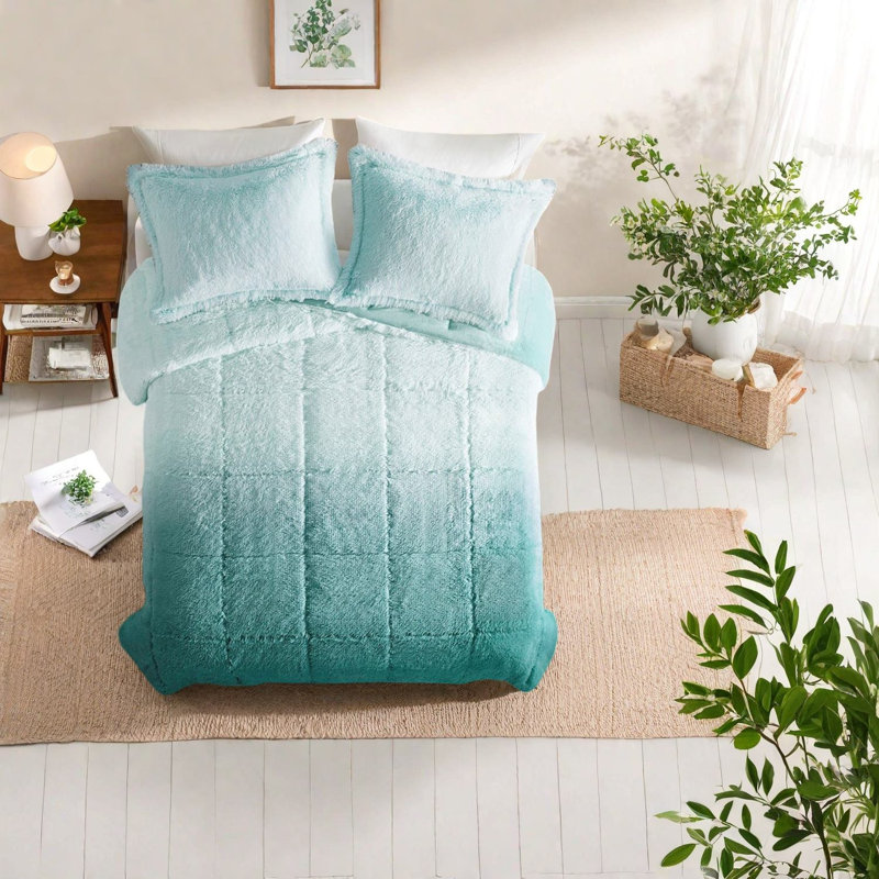 Cozy Shaggy Fur Bedding Sets, Polyester Comforter, Contemporary Home