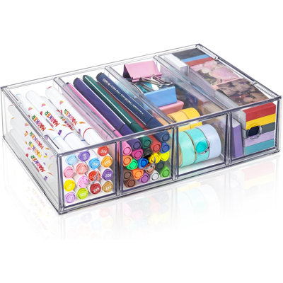 4-drawer Clear Desk Organizer