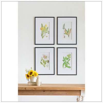 Ensemble de 4 fleurs murales botaniques, décoration pour salon, salle à manger, chambre à coucher, couloir