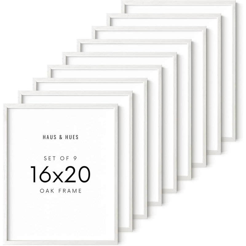 Cadre photo en bois massif - ensemble de 9, Blanc, L 16 po x H 20 po