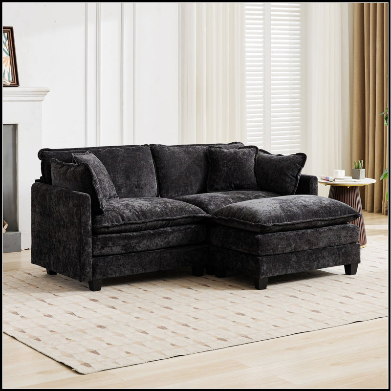 Causeuse Cloud Cloud, canapé modulaire moderne avec coussins rembourrés à double couche confortables, tissu chenille respirant pour le salon et l’appartement