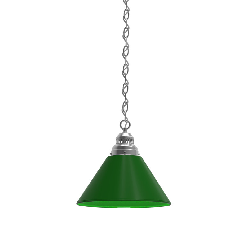 Luminaire suspendu conique 1 lumière, Vert, Chrome
