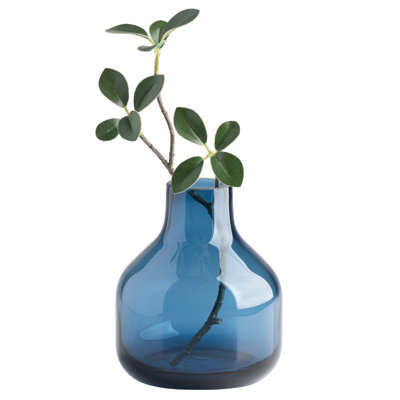 Aquista 5" Hand Blown Art Glass Blue Table Vase