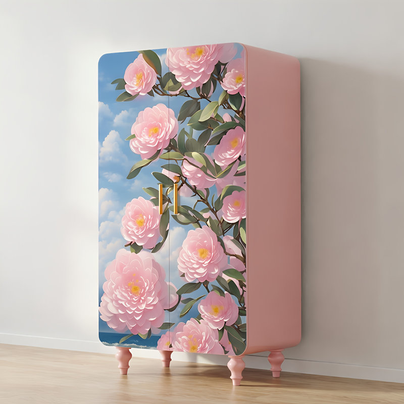 Garde-robe de chambre à coucher de style français romantique rose