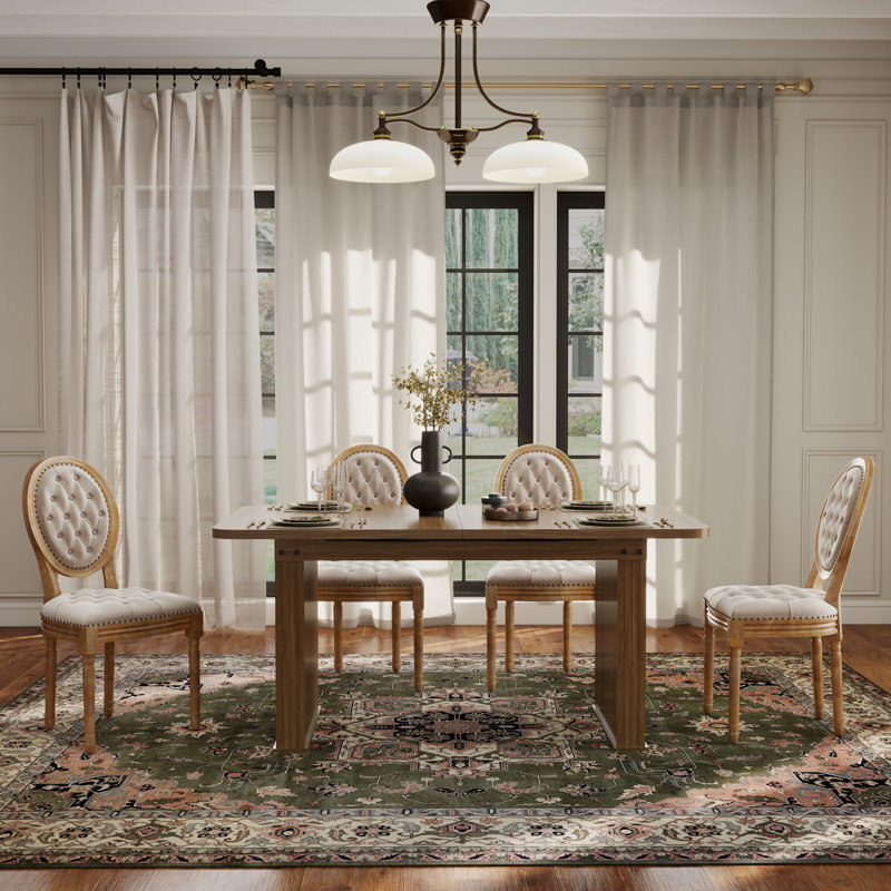 Ensemble de salle à manger Mid-Century, Beige, 5 pièces: table, 4 chaises