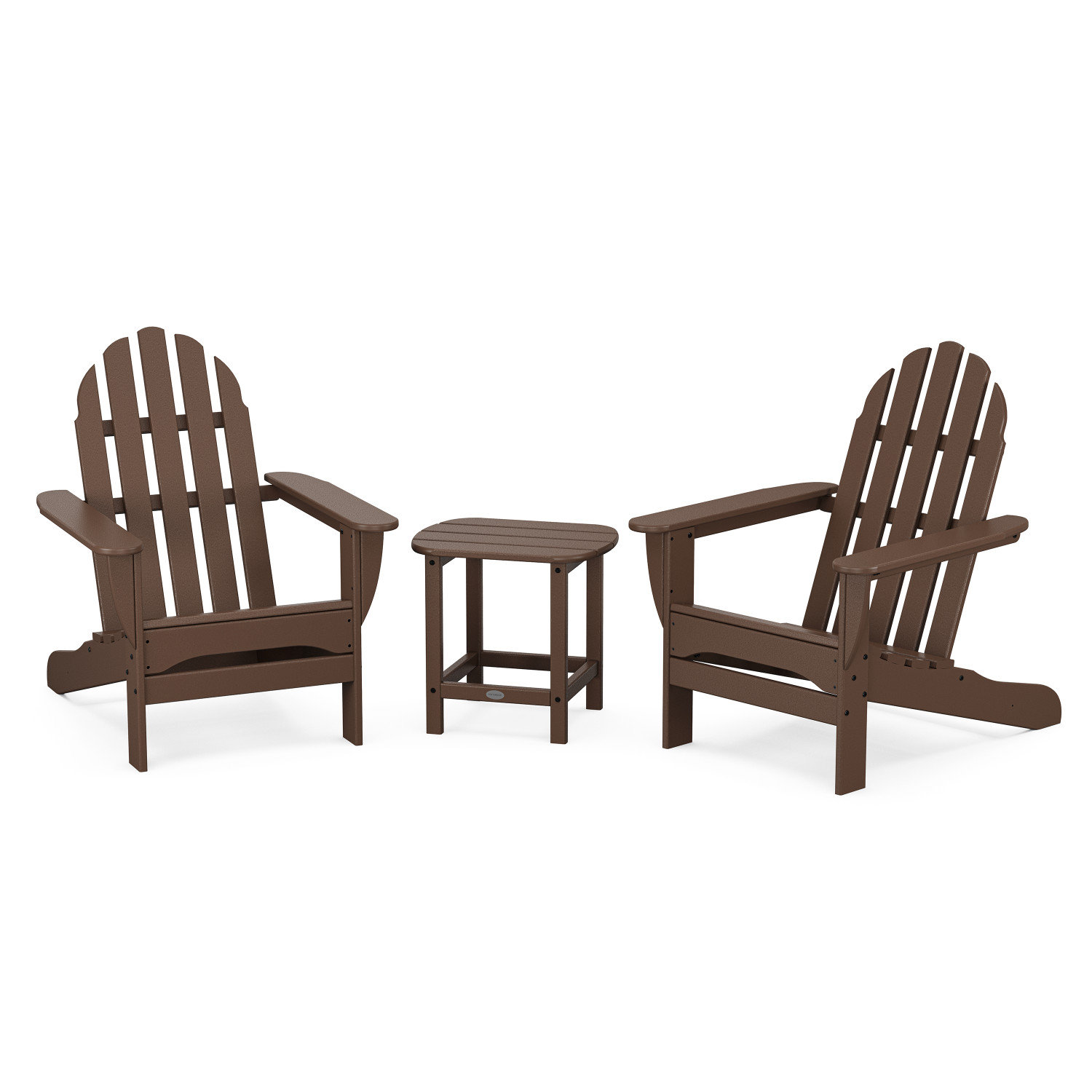 Classic Adirondack 3-Piece Set with South Beach 18" Side Table, Mahogany