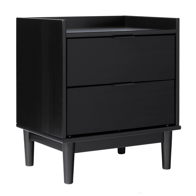 Table de chevet 2 tiroirs Mid-Century, Noir