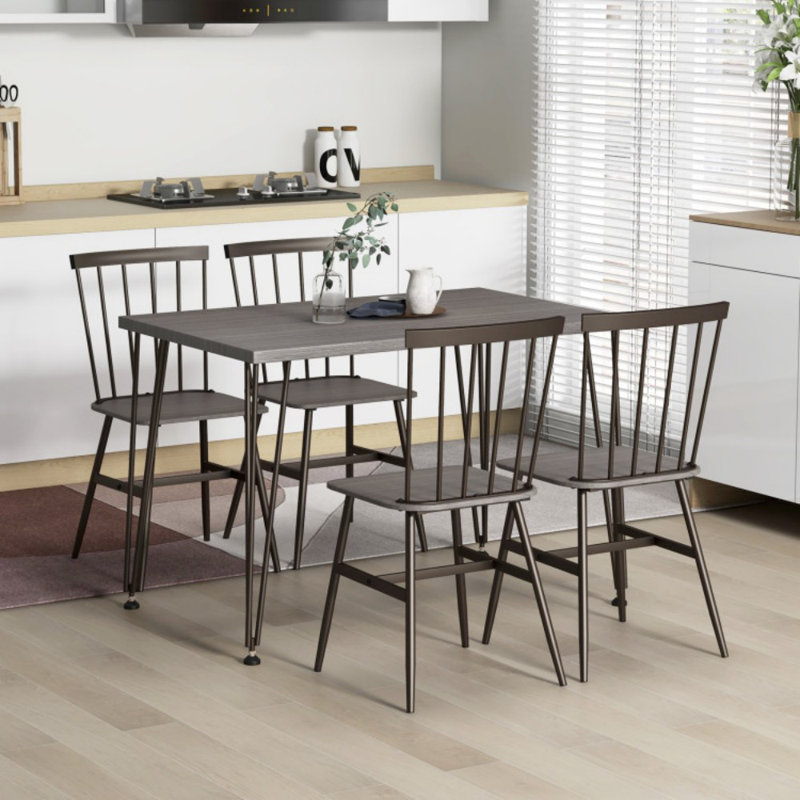 Ensemble de table de salle à manger 5 pièces pour 4 personnes avec pieds pivotants à 360 ° pour petite place