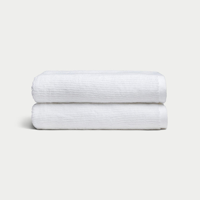 Ribbed Terry Bath Towels, White