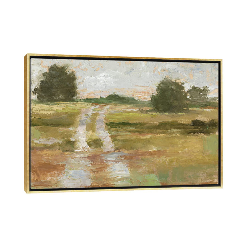 « Back Country Road II » par Ethan Harper, reproduction d’art, Toile encadrée d'or, H 32 po x l 48 po x 1,5 po, Pas de tapis