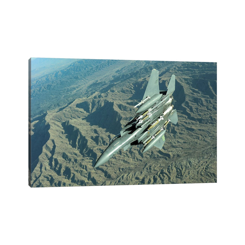 A US Air Force F-15E Strike Eagle On A Combat Patrol Over Afghanistan - Wrapped Canvas Print, 20.32 cm H x 30.48 cm W