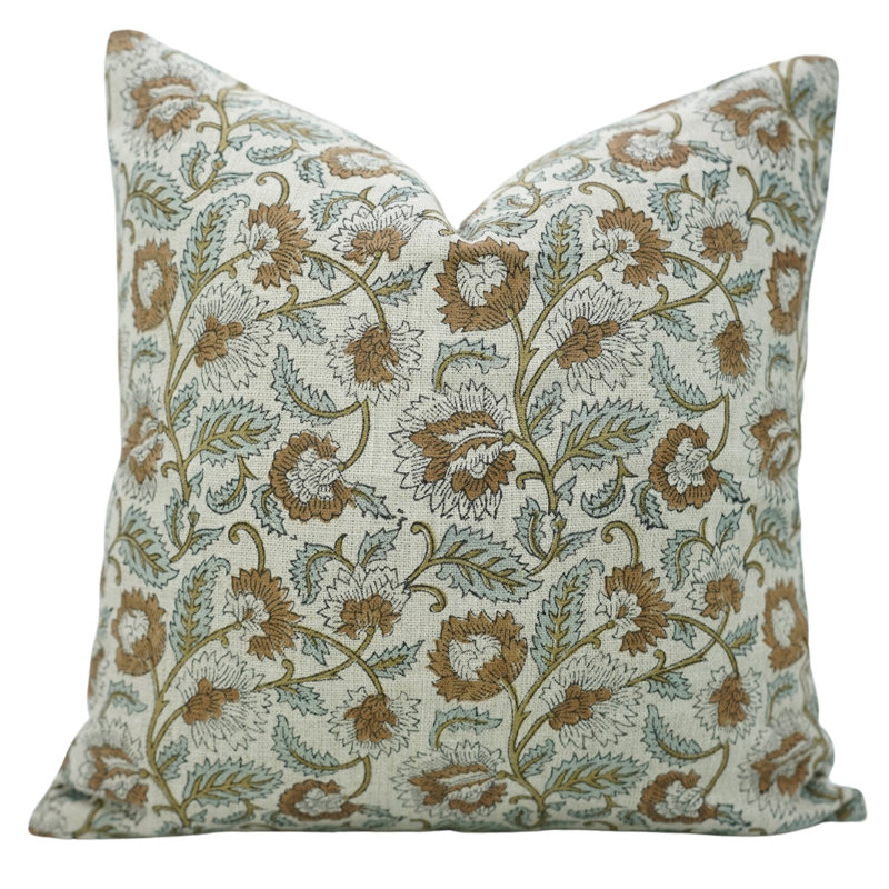 Housse de coussin Fabcline, Motif floral brun, H 36 po x l 14 po, Forme rectangulaire