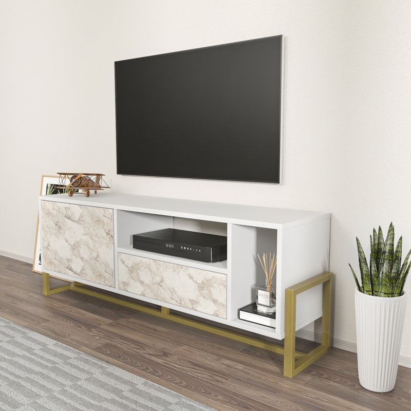 Ellaclaire 55" Media Console for TVs up to 65", White/White Marble