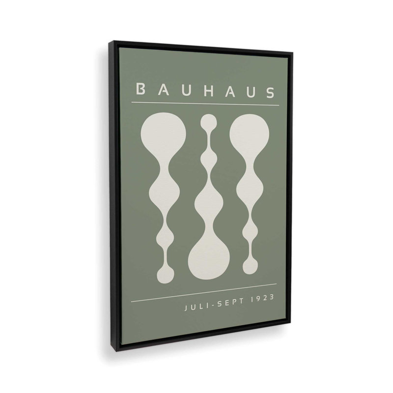 «Midnight Retro Bauhaus», reproduction sur toile encadrée, H 48,75 po x l 32,75 po, Cadre flottant noir satiné, Vert