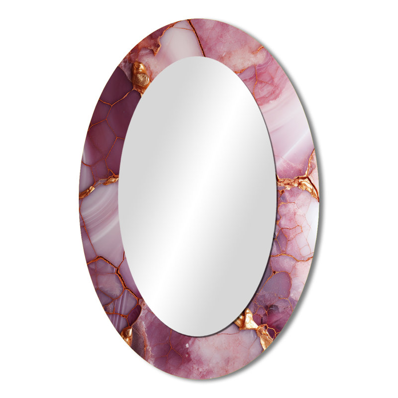 Miroir mural rose et doré, H 36 po x l 24 po