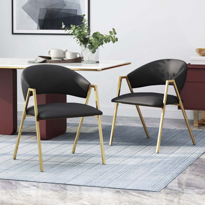 Chaise de salle à manger rembourrée moderne avec dossier et pieds en forme de V (ensemble de 2)