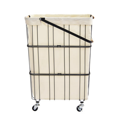 Metal Rolling Laundry Basket with Handles