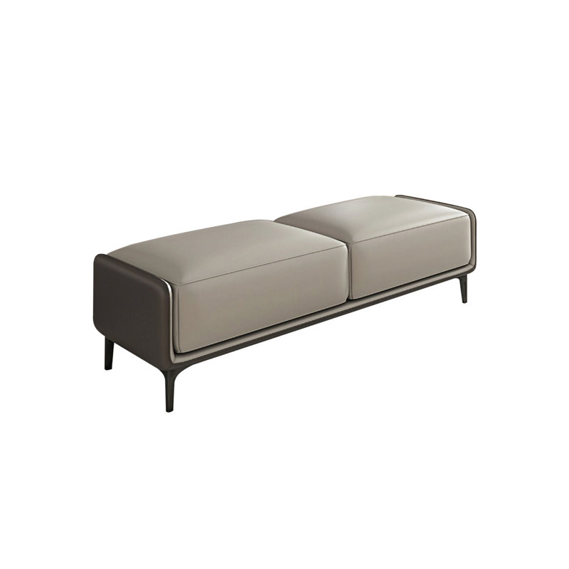 Banc rembourré en cuir Nezovich, Gris clair / Gris foncé