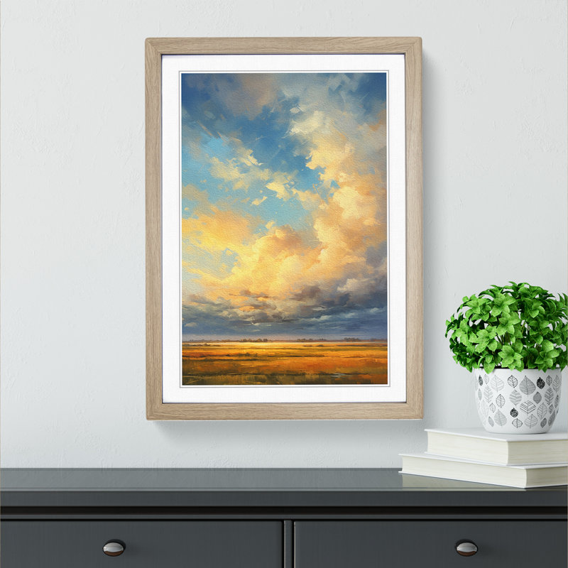 Single Picture Frame Print on Wood, Oak Framed, 64cm H x 46cm W
