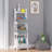 RiverRidge Kids 4-Tier 13in Ladder Shelf Toy Organizer and Book Storage with 3 Open Display Shelf - White with 2 Half Size Fabric Bins-94008470
