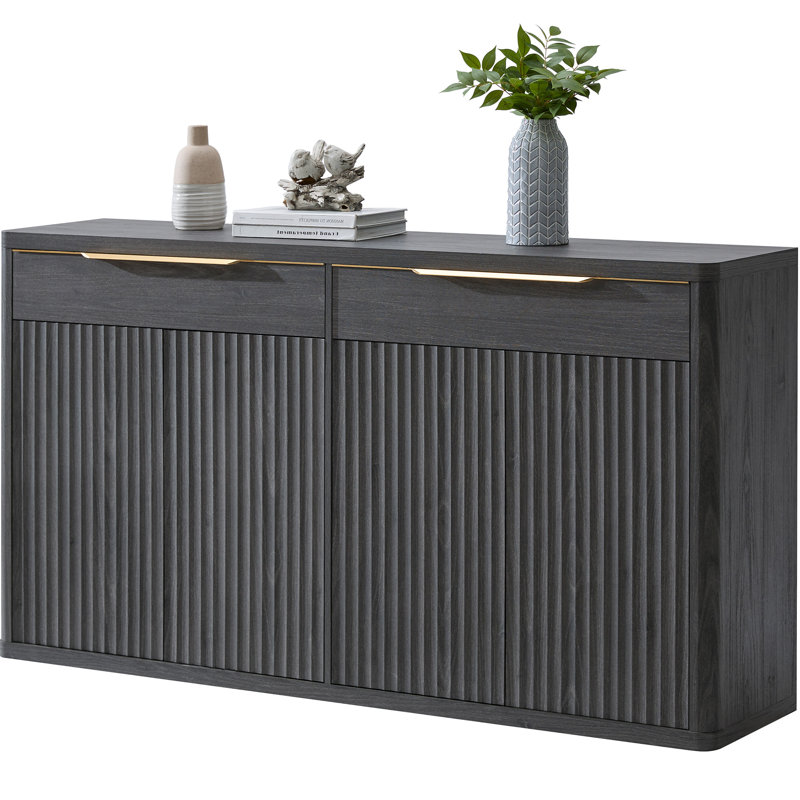 Buffet 66,34 po avec 4 portes et 2 tiroirs Cesiro, Aulne gris foncé