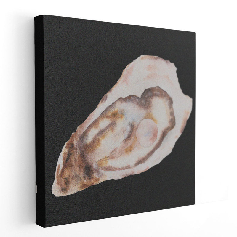Huître et perle II - reproduction d'art sur toile, H 12 po x l 12 po