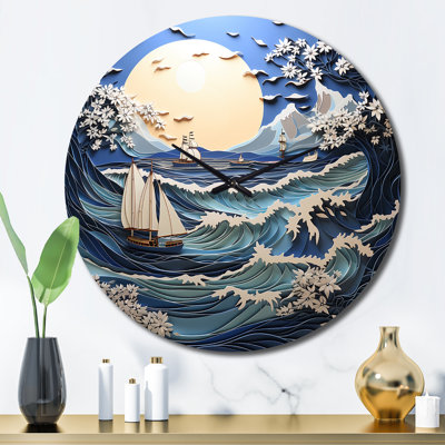 Horloge murale Beach Boat Elegance Papercut II