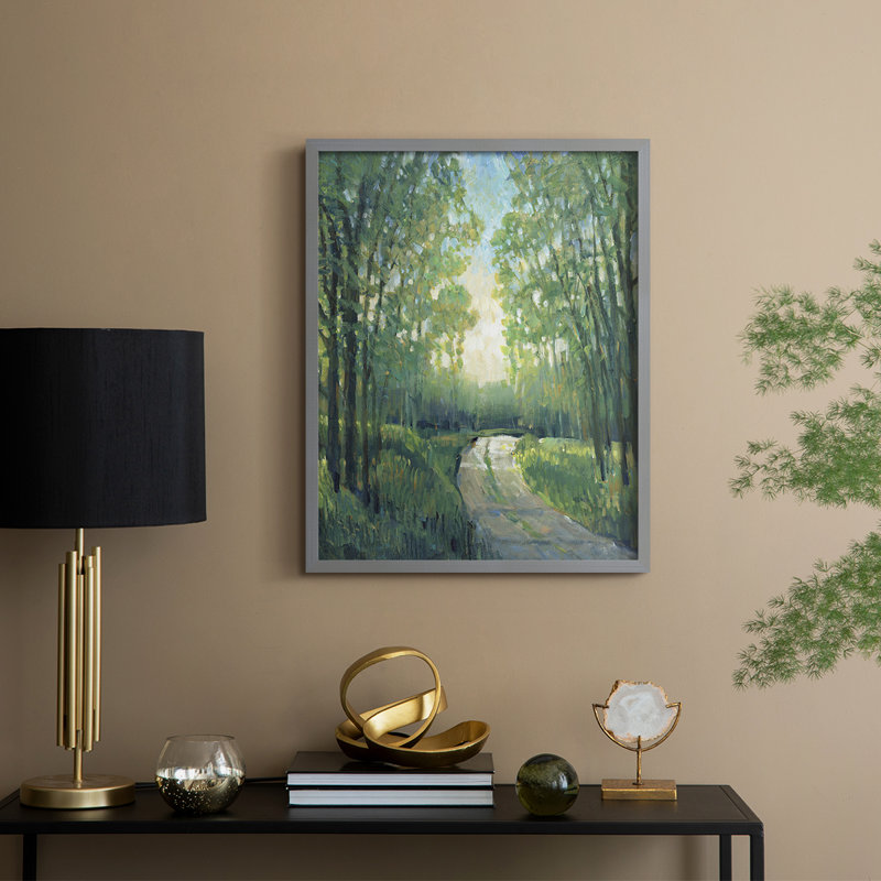 Golden Light Pathway II, reproduction encadrée - bois massif, Gris, H 11 po x l 9 po