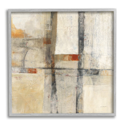 Abstraction géométrique beige, impression sur bois
