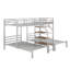 Lit superposé simple au-dessus de simple et simple en métal, structure de lit superposé triple avec tablettes de rangement et escalier-87746284