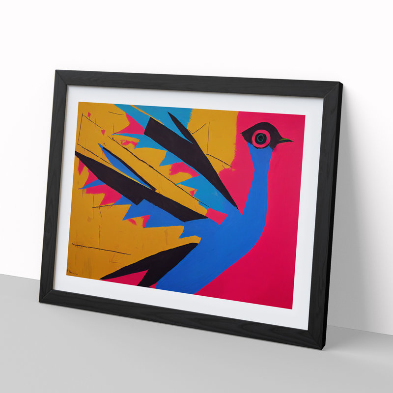 Dove Bird Abstract Vol.6 - Single Picture Frame Print, 46cm H x 64cm W x 2cm D, Black