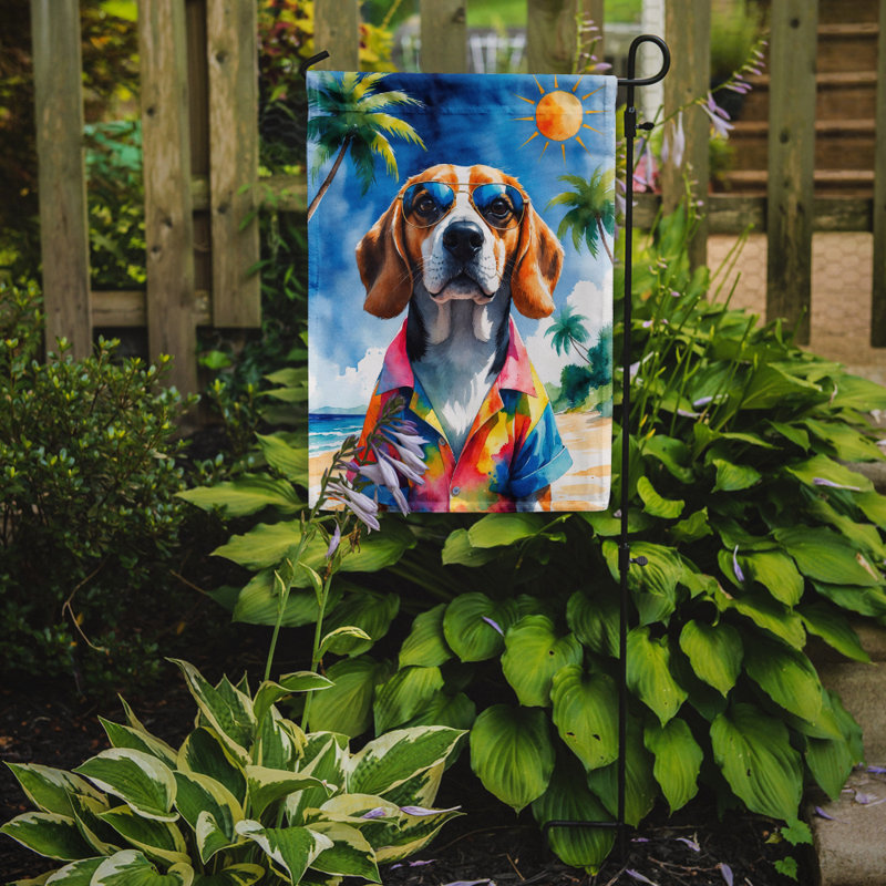 Bouvier bernois avec drapeau de jardin, Beagle