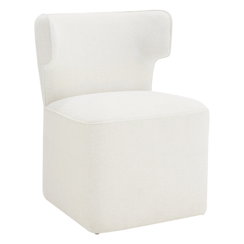 Chaise rembourrée avec roulettes Sardinia, Chenille douce ivoire