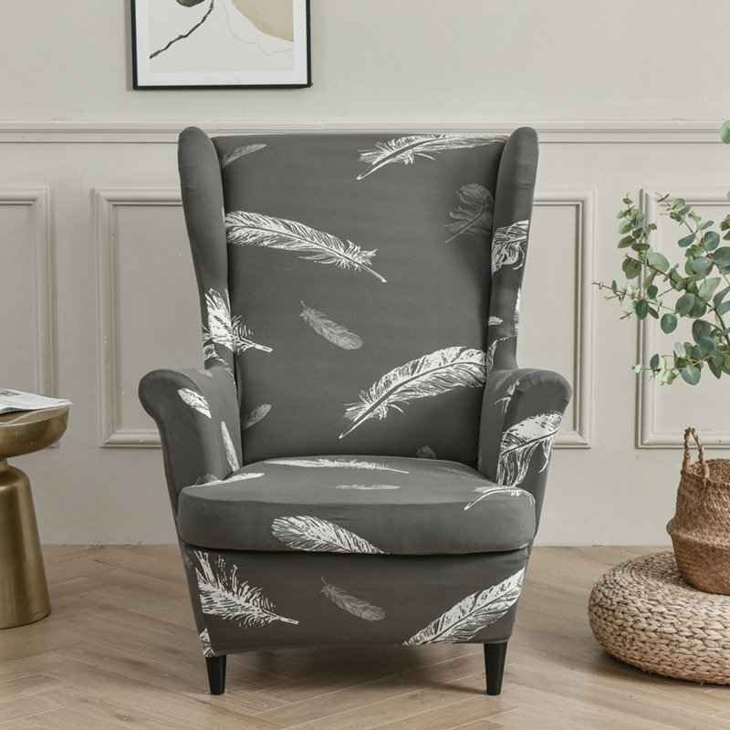 Housse extensible pour tabouret tigre, 100 % coton gris clair