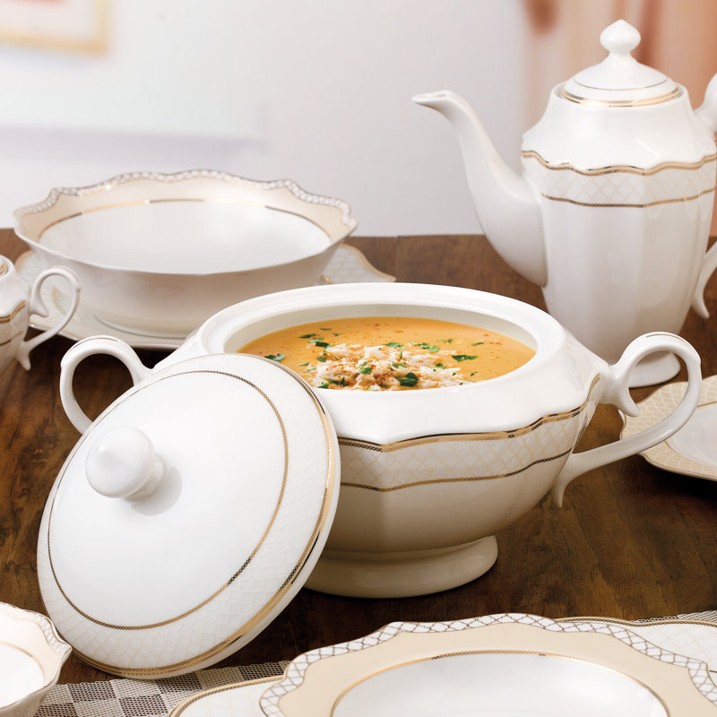 La Luna Bone China 3,5 pte Soupière, Blanc/doré