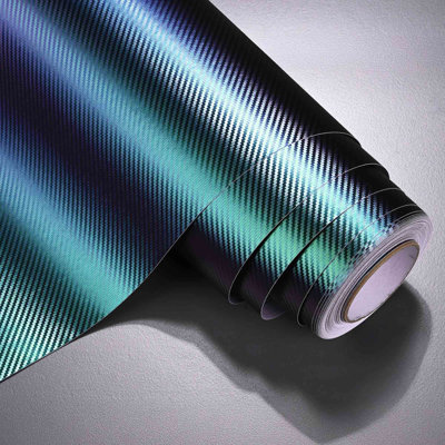 Yescom 3D Carbon Fiber Vinyl Wrap Film Roll Car Wrap Sticker w/ Air Release Chameleon Gradient