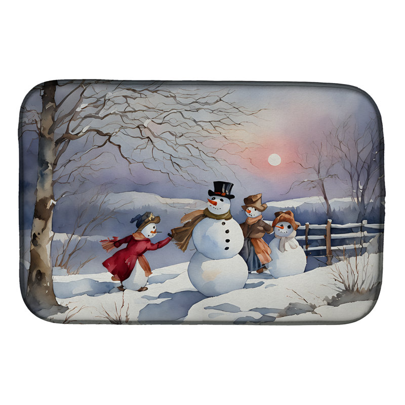 Christmas Snowmen Dish Drying Mat