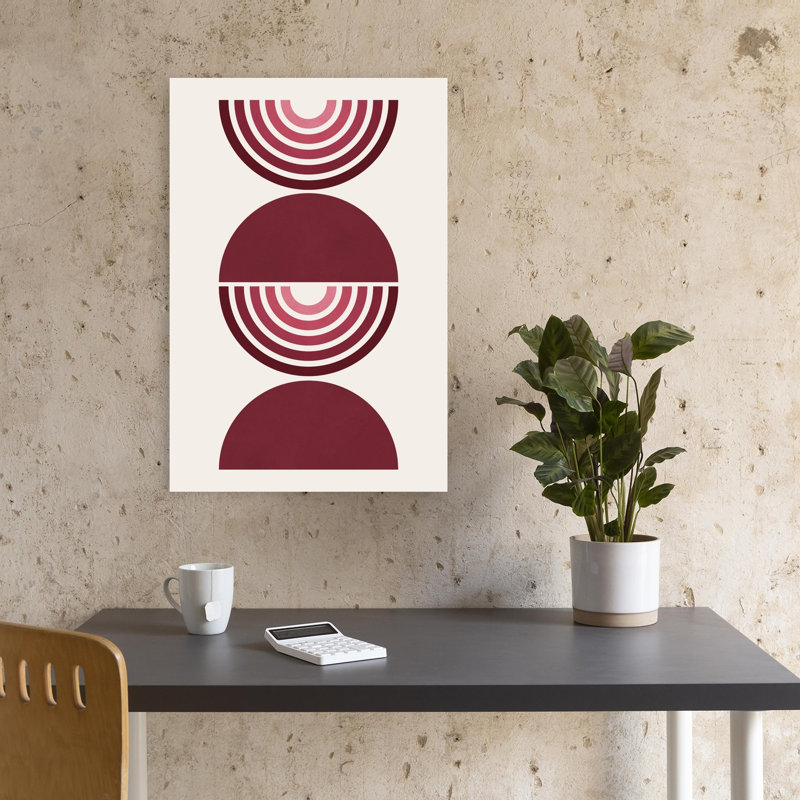 Abstrait cercle équilibré abstrait paysage géométrique contemporain, art mural, 18" H x 12" W