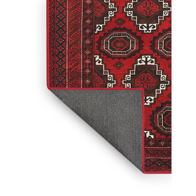 Tapis rouge/brun/beige traditionnel, Rectangle 2 pi x 3 pi