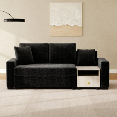 Upholstered Sofa With Storage Armrest, Center Console For Living Room
