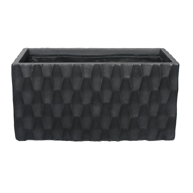 Boîte à fleurs en béton Wankowski, Noir bruni, H 11,8 po x l 11,8 po x P 24 po