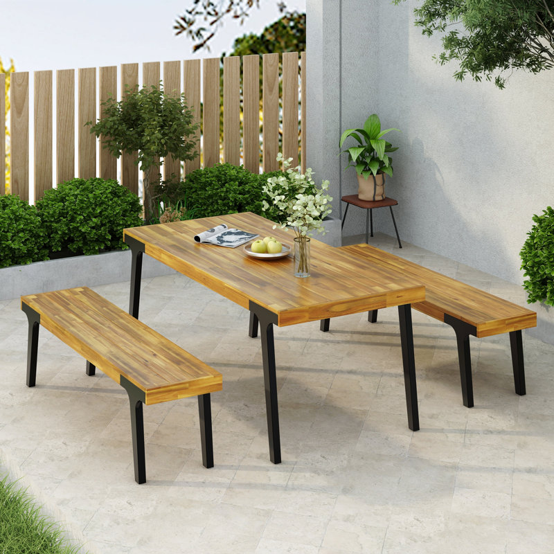 1 table de salle à manger + 2 bancs de salle à manger