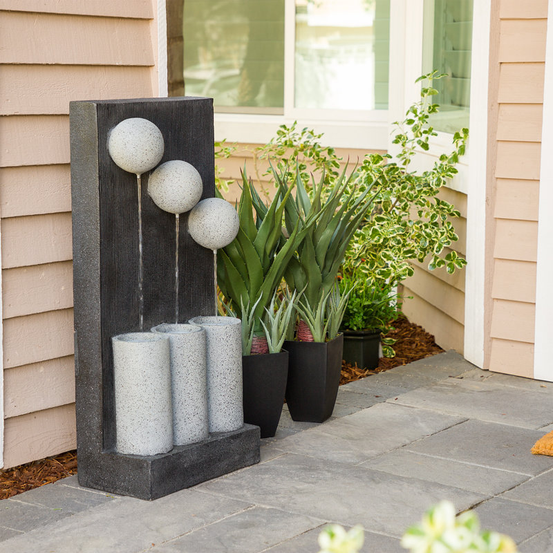 Tarnowski Weather Resistant Column Fountain with Lights